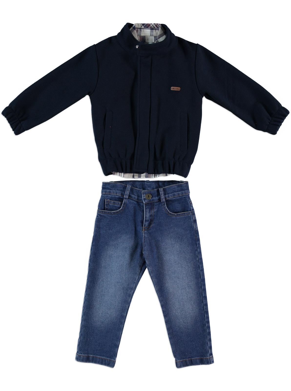 Lacivert Hırkalı Ekose Gömlekli Takım